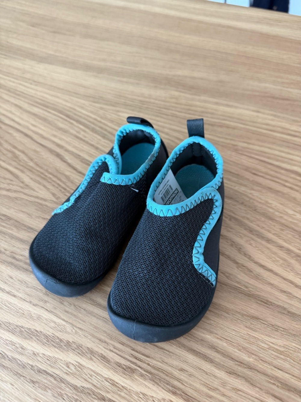 Kids Slip-On Shoes in Black with Teal Trim